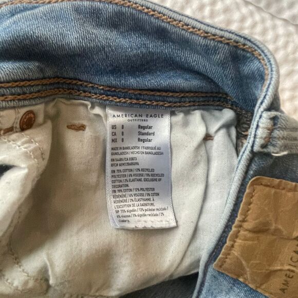 American Eagle Women's Stretch Blue Wide Leg Denim Jeans US 8 - Picture 4 of 10